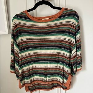 Prefer Ships Short Sleeve Striped Knit Top